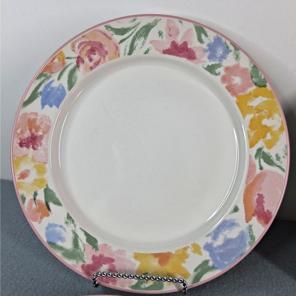 Newcor Monet's Garden 10 1/2" Dinner Plates Set of 4 Vintage Pink Floral